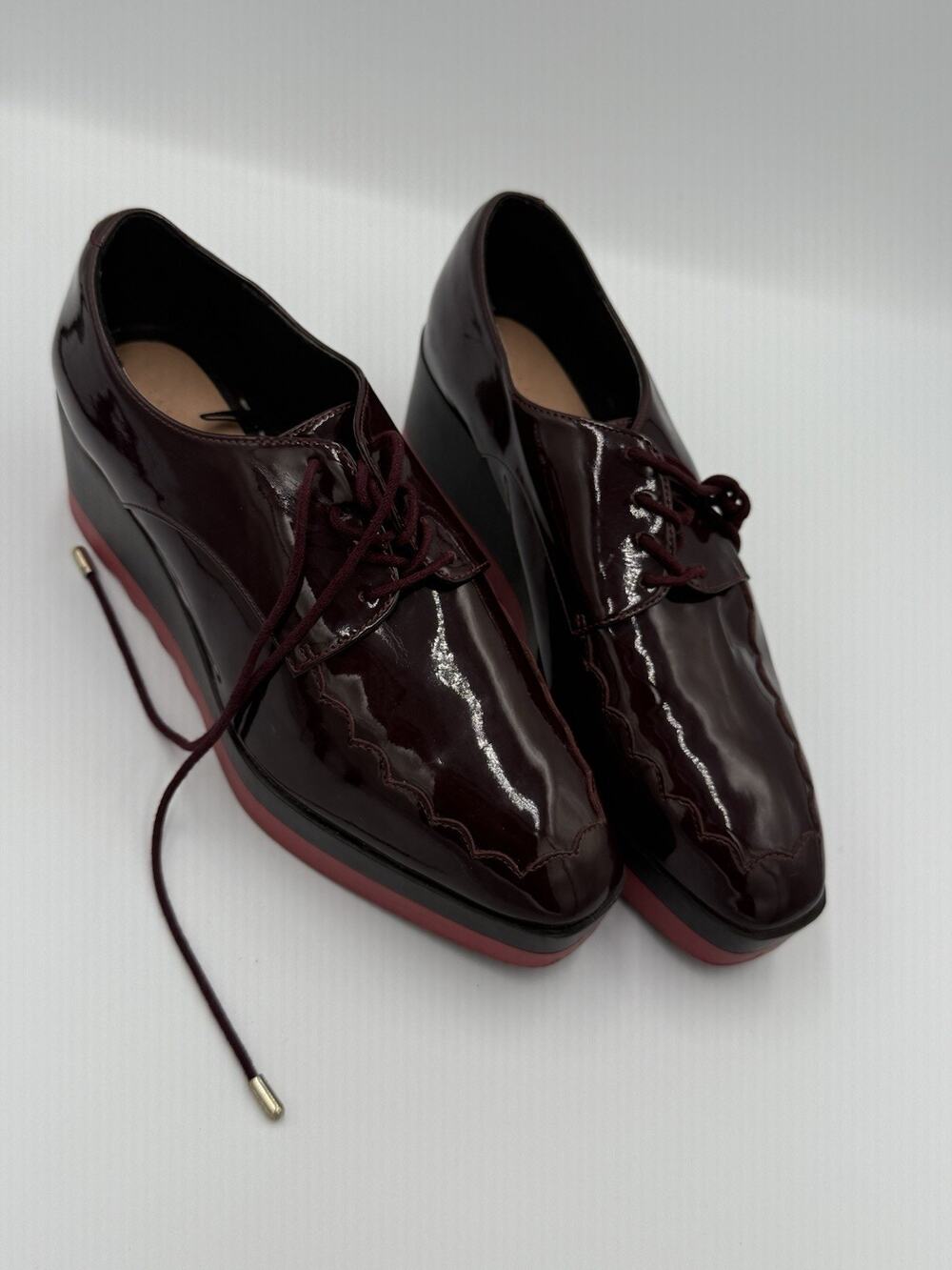 Zara Trafaluc Burgundy Platform Oxford Size 39